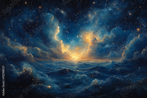 Celestial Sea A Cosmic Ocean Landscape