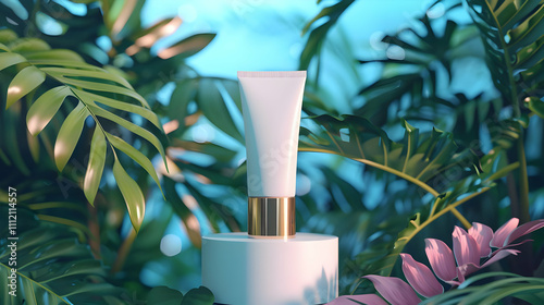 Tropical 3D Render of Cosmetic Tube