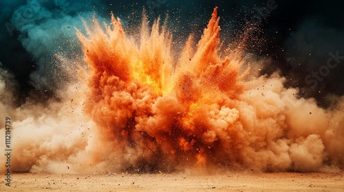 nuclear war  military catastroph concept. Explosive burst creating a cloud of dust and debris.