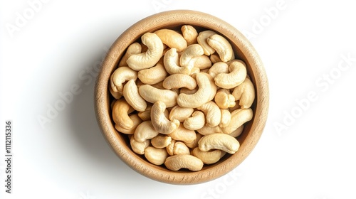 Bowl of Raw Cashew Nuts on White Background for Healthy Snacking