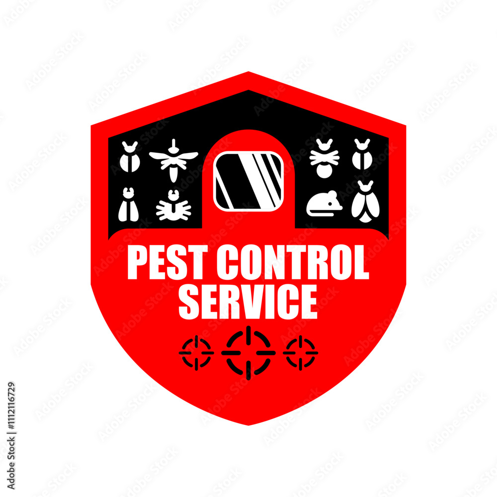 Pest Control Service sign logo. Trapping rodents and pests beetles symbol Pest Control Service sign logo. Trapping rodents and pests beetles symbol