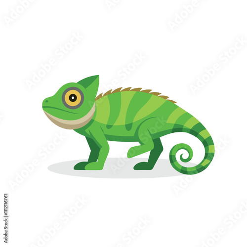  Chameleon animal isolated flat vector illustration on white background