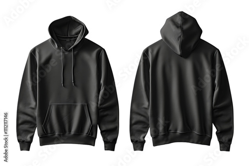 Black Hoodie Mockup: Front and Back View - Transparent PNG