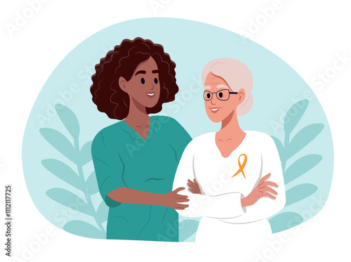 World Multiple Sclerosis Day. Awareness of the elderly about multiple sclerosis. Vector illustration in flat style