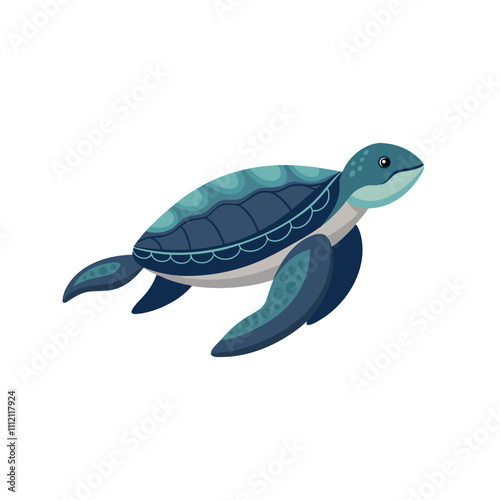  Leatherback Sea Turtle animal isolated flat vector illustration on white background
