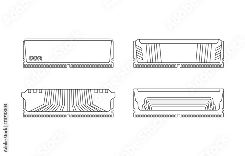 RAM memory card set. Random access memory isolated. Computer component DDR