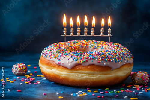 Sprinkled Donut Hanukkah Photo photo