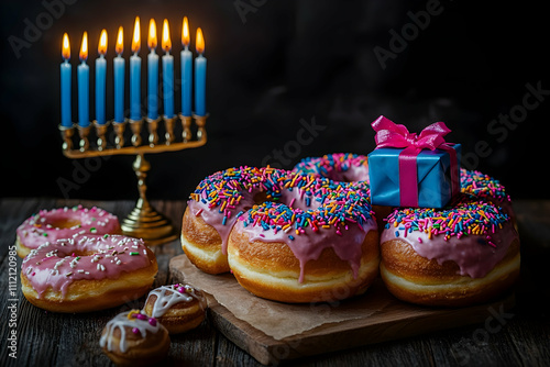 Sweet Hanukkah Donuts Background photo