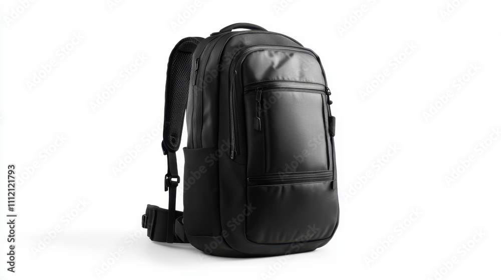Fototapeta premium Sleek Backpack: This minimalist, stylish backpack is shown in a studio setting, showcasing the modern design and its focus on practicality.