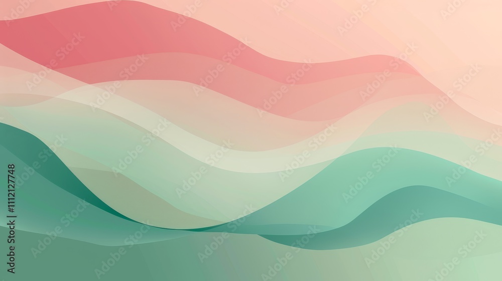 Soft pastel hues of pink and green blend seamlessly in a wavy abstract background, creating a harmonious flow Soft pastel hues of pink and green blend seamlessly in a wavy abstract background, creating a harmonious flow
