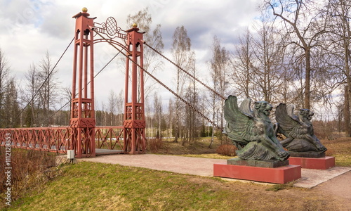 The bridge with griffins in the old manor park