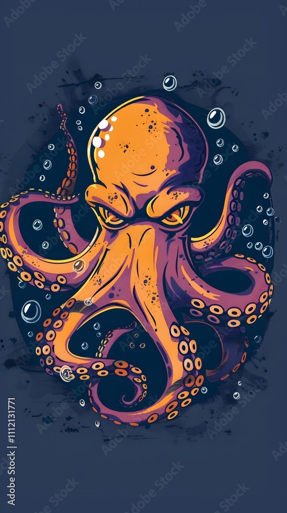 Incredible Commotion of an Octopus, Angry octopus illustration wallpaper Incredible Commotion of an Octopus, Angry octopus illustration wallpaper