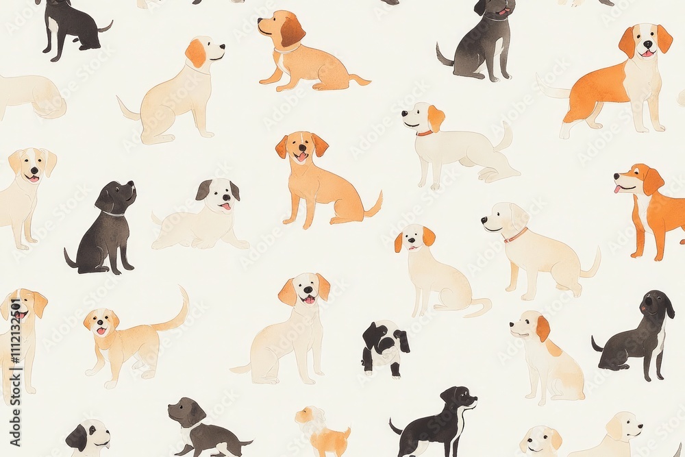 Obraz premium A white background with dogs pattern