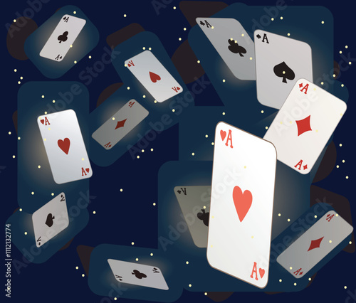 gambling poker cards casino risk betting games in universe sky dark background