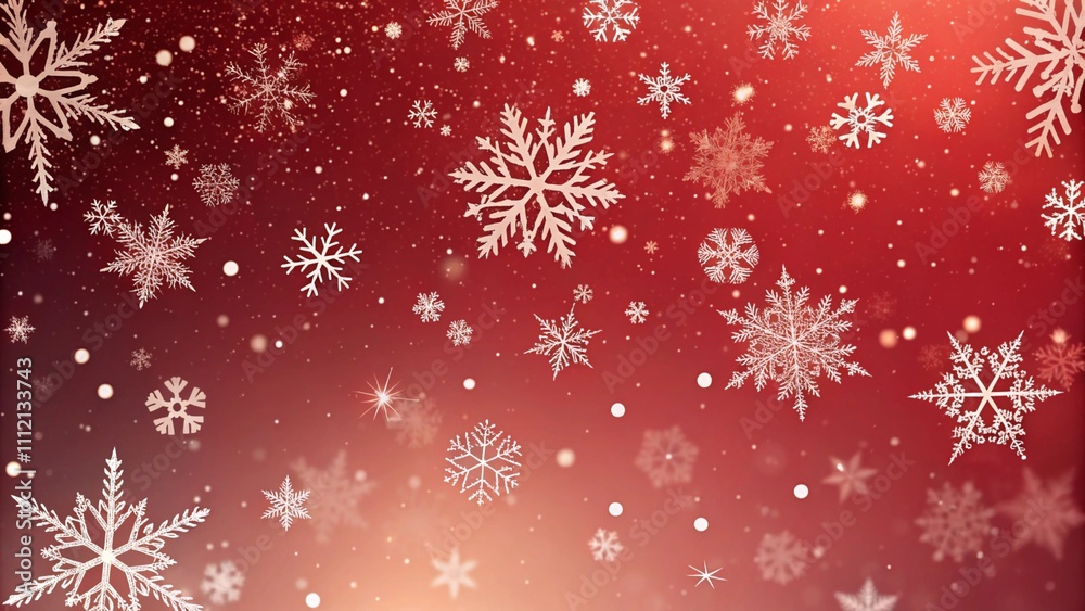 Christmas illustration with various small snowflakes on gradient background in red colors
Christmas illustration with various small snowflakes on gradient background in red colors