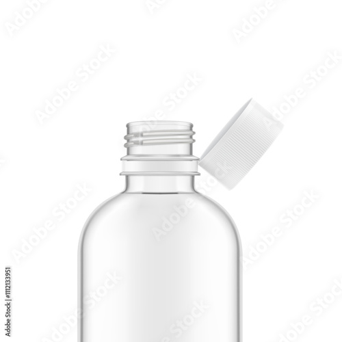 PET bottle with tethered cap. Vector illustration isolated on a white background. Ready for use in presentation, promo, advertising and more. EPS10.
