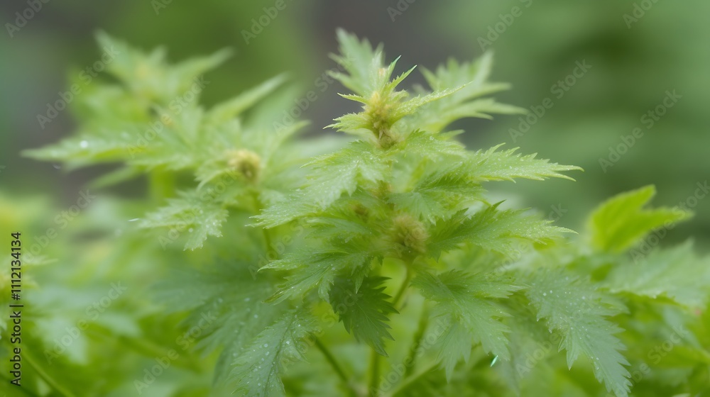 Dewy Green Plant Leaves Growing Abundantly Dewy Green Plant Leaves Growing Abundantly