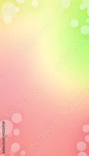 Gradient fruity background, soft combination of watermelon pink and lime green with translucent grape motifs