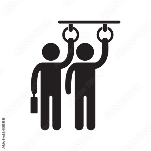 vector flat icon of a bus passenger standing holding hands