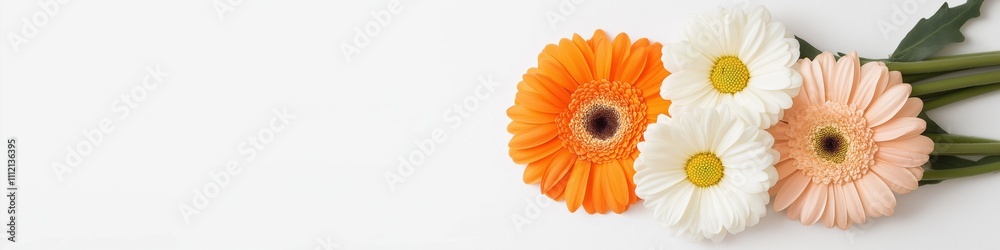 A bouquet of flowers with orange and white flowers. The flowers are arranged in a way that they look like they are in a vase. Concept of freshness and beauty A bouquet of flowers with orange and white flowers. The flowers are arranged in a way that they look like they are in a vase. Concept of freshness and beauty