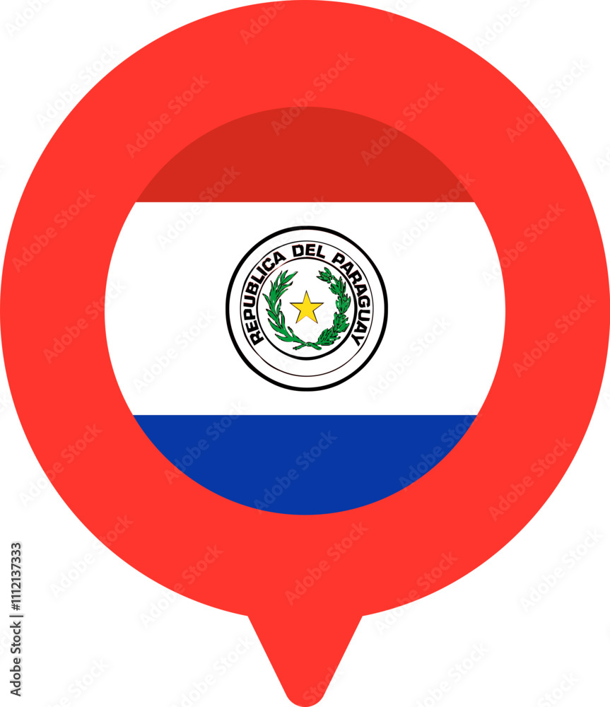 Fototapeta premium Paraguay Flag On Pin Icon