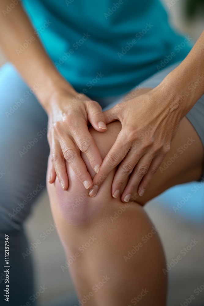 Closeup Senior Woman Experiencing Severe Knee Pain, Concept of Age-Related Health Issues Closeup Senior Woman Experiencing Severe Knee Pain, Concept of Age-Related Health Issues