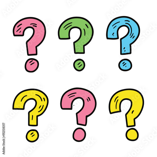 Hand-drawn toddler cute question mark mark.