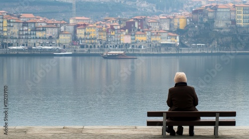 Woman at porto douro riverside, Portugal