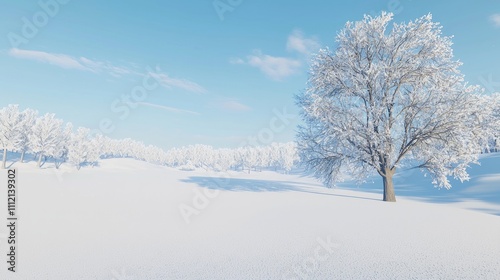 Wallpaper Mural Snow-covered Tranquility - A Detailed Winter Landscape with Lone Tree Torontodigital.ca