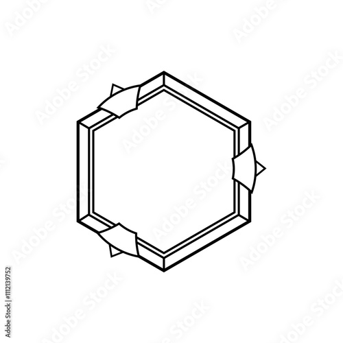 Black hexagon featuring sacred symbols and alchemical shapes, adding a mystical touch to any spiritual or paranormal design.