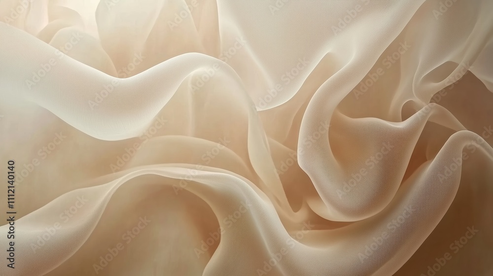 Elegant beige silk fabric flowing smoothly, luxurious textile background Elegant beige silk fabric flowing smoothly, luxurious textile background