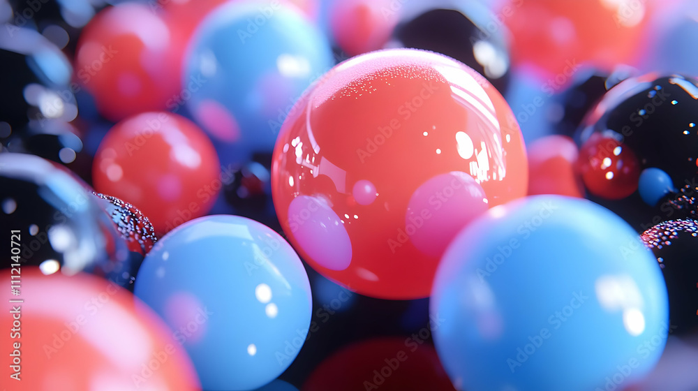 Abstract 3D Red and Blue Spheres Background Abstract 3D Red and Blue Spheres Background