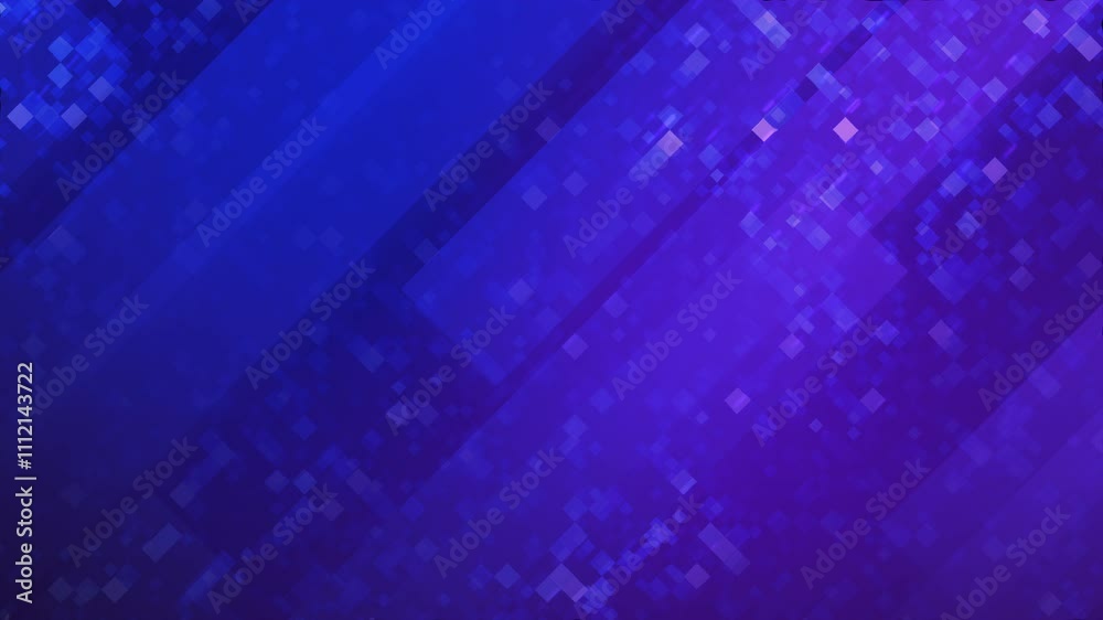 Dark blue and purple gradient abstract technology background with diagonal stripes and squares motion design. Seamless loop animation