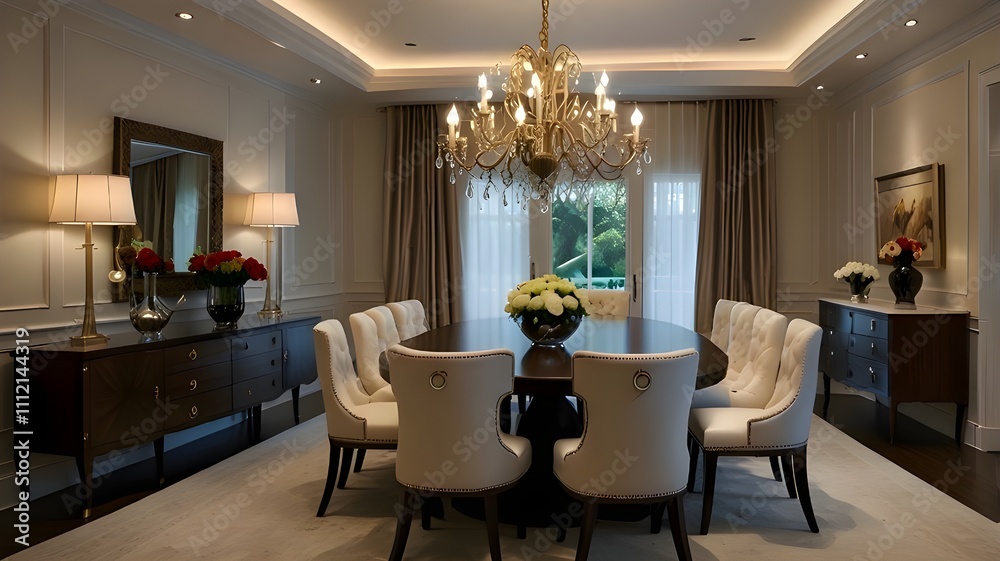 Fototapeta premium Luxurious and beautiful dining room interior design