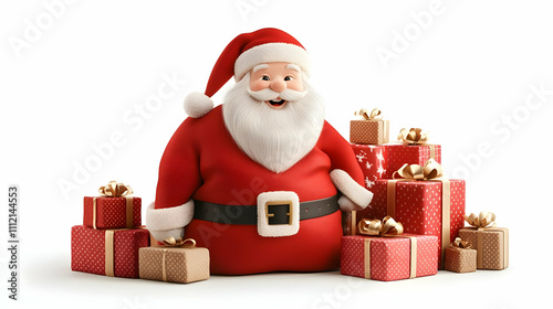 Jolly Santa 3D Illustration with Gifts