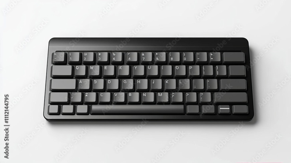 Modern Black Wireless Keyboard on a White Background Modern Black Wireless Keyboard on a White Background