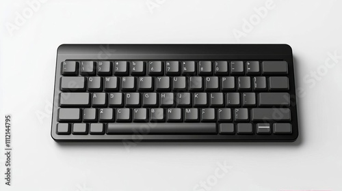 Modern Black Wireless Keyboard on a White Background