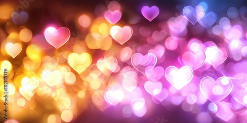 Beautiful Abstract Background with Heart Shapes and Colorful Bokeh Effect for Valentine's Day Celebrations and Romantic Occasions