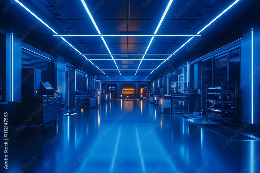 Futuristic Blue Corridor 3D Render Futuristic Blue Corridor 3D Render