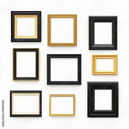 Collection of Art Frames: Black and Gold Gallery Displays for Home Decoration and Showcase