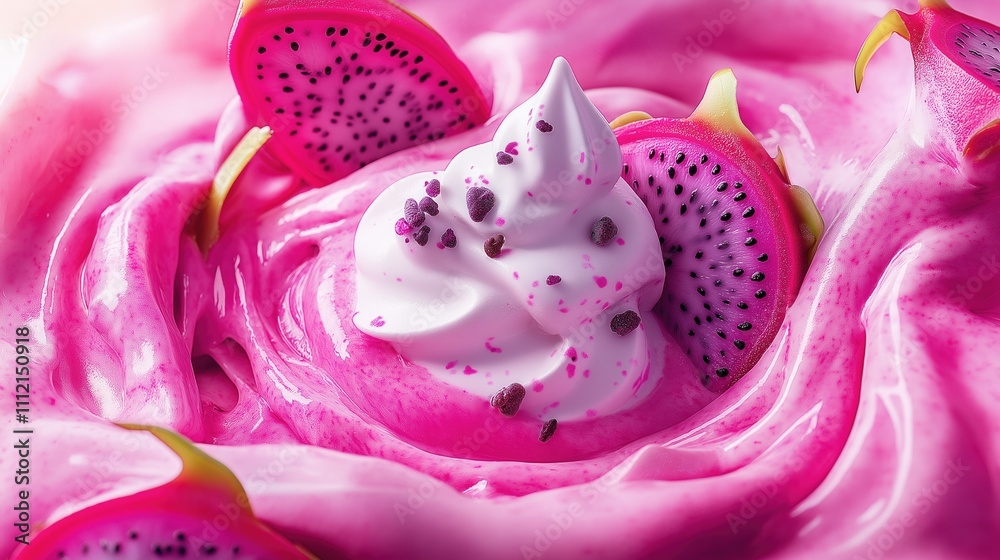 Creamy Yogurt with Vibrant Dragon Fruit Swirl Creamy Yogurt with Vibrant Dragon Fruit Swirl