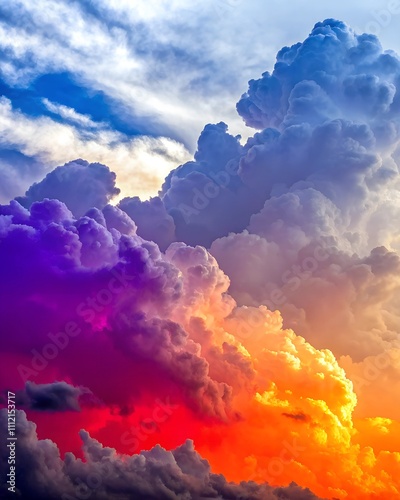 bright fluffy clouds illuminated by the sun 