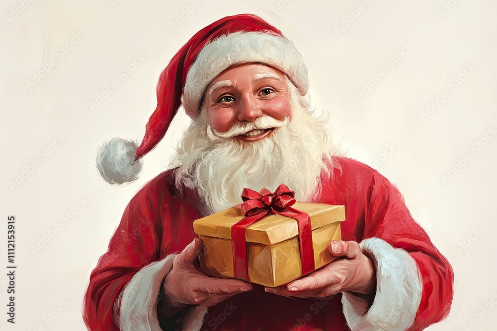 Santa's Delight: Hyper-Realistic Cartoon Portrait Holding a Gift Box Santa's Delight: Hyper-Realistic Cartoon Portrait Holding a Gift Box