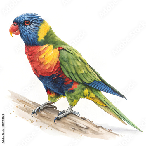 bright multi colored parrot on white 