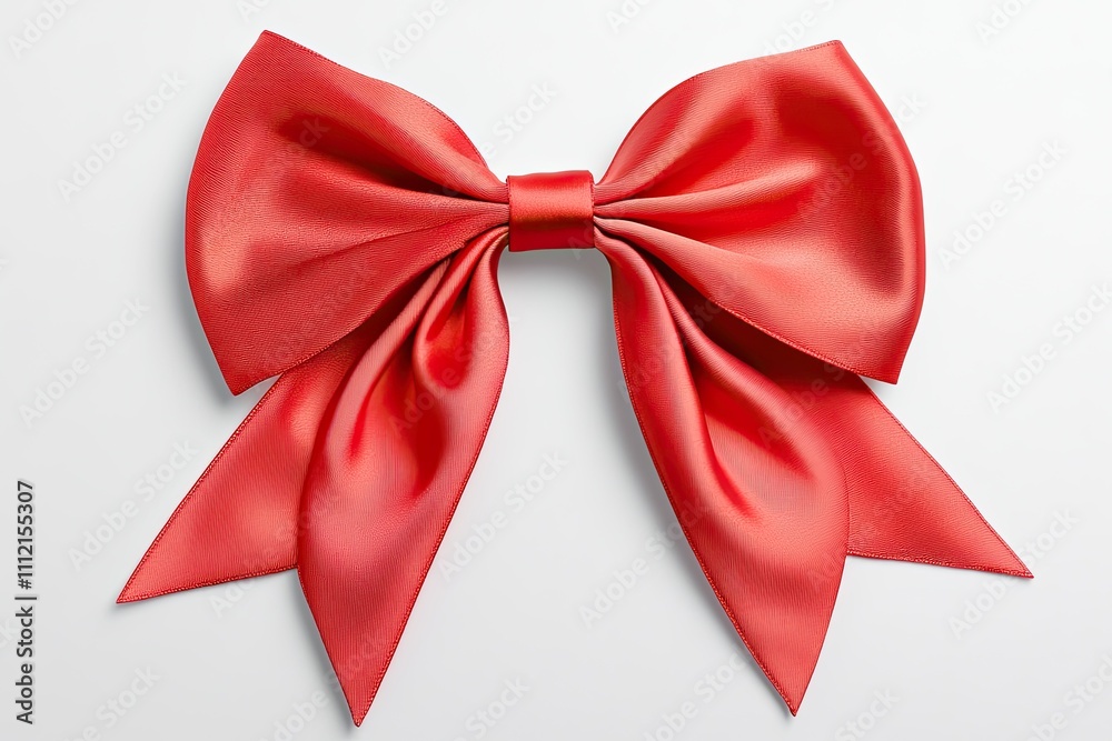 Satin Elegance: Red Bow on a Crisp White Background Satin Elegance: Red Bow on a Crisp White Background
