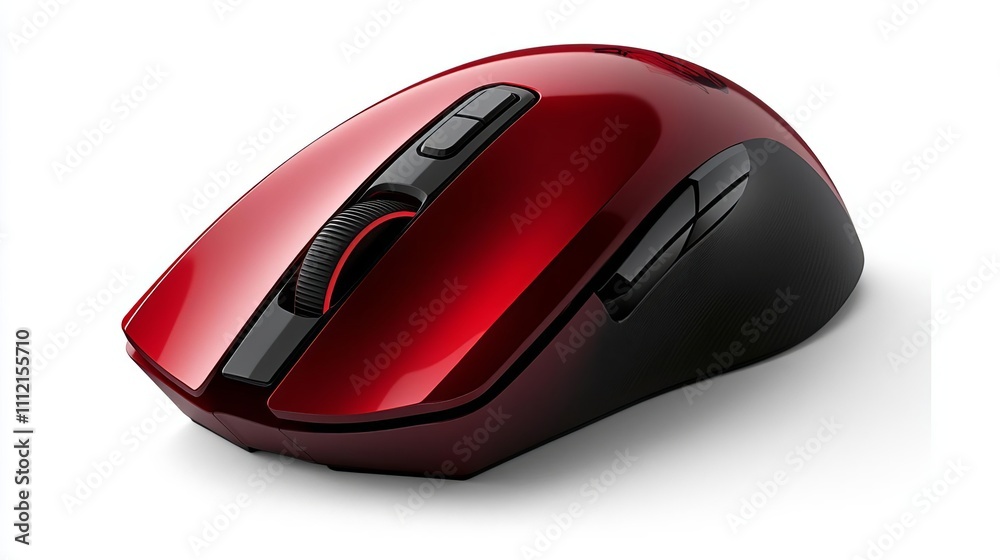 Modern Wireless Red Computer Mouse Isolated on White Modern Wireless Red Computer Mouse Isolated on White