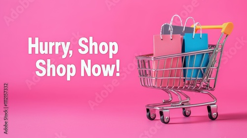 Exciting shopping journey colorful bags and dynamic market environment