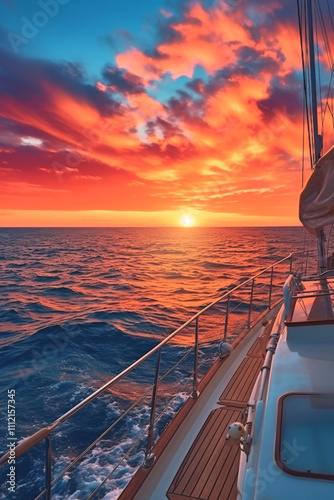 the yacht sails into the sunset Generative AI