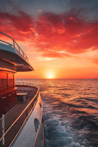 the yacht sails into the sunset Generative AI