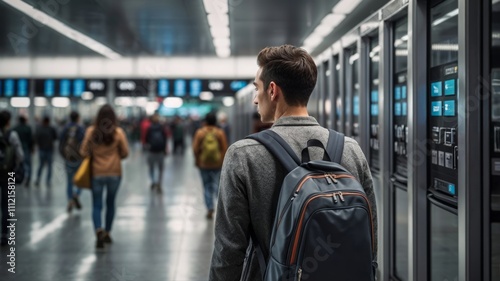 Wallpaper Mural traveler using a locker system in a contemporary train station or airport terminal Torontodigital.ca